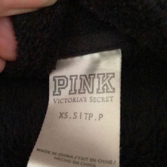 PINK Victorias Secret Black, plush and sequins short robe.XS - Picture 4 of 5